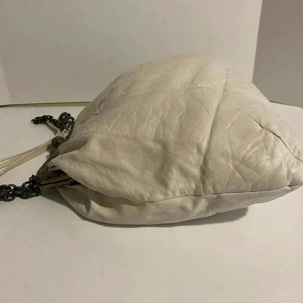 Clara Kasavina beige leather hobo handbag